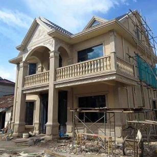 十堰 黄金麻花岗岩石材私人别墅雕花门楼柱阳台栏杆