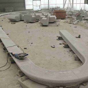 十堰 芝麻白花岗岩弧形花坛石，坐凳石