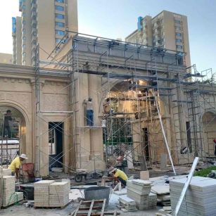 十堰 黄金麻荔枝面花岗岩小区门楼外墙干挂