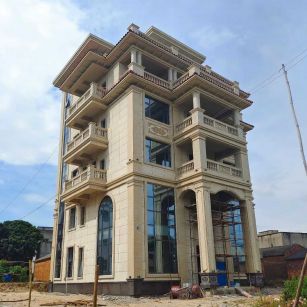 十堰 黄金麻花岗岩石材别墅外墙干挂搭配（雕花栏杆花瓶柱门楼罗马柱）