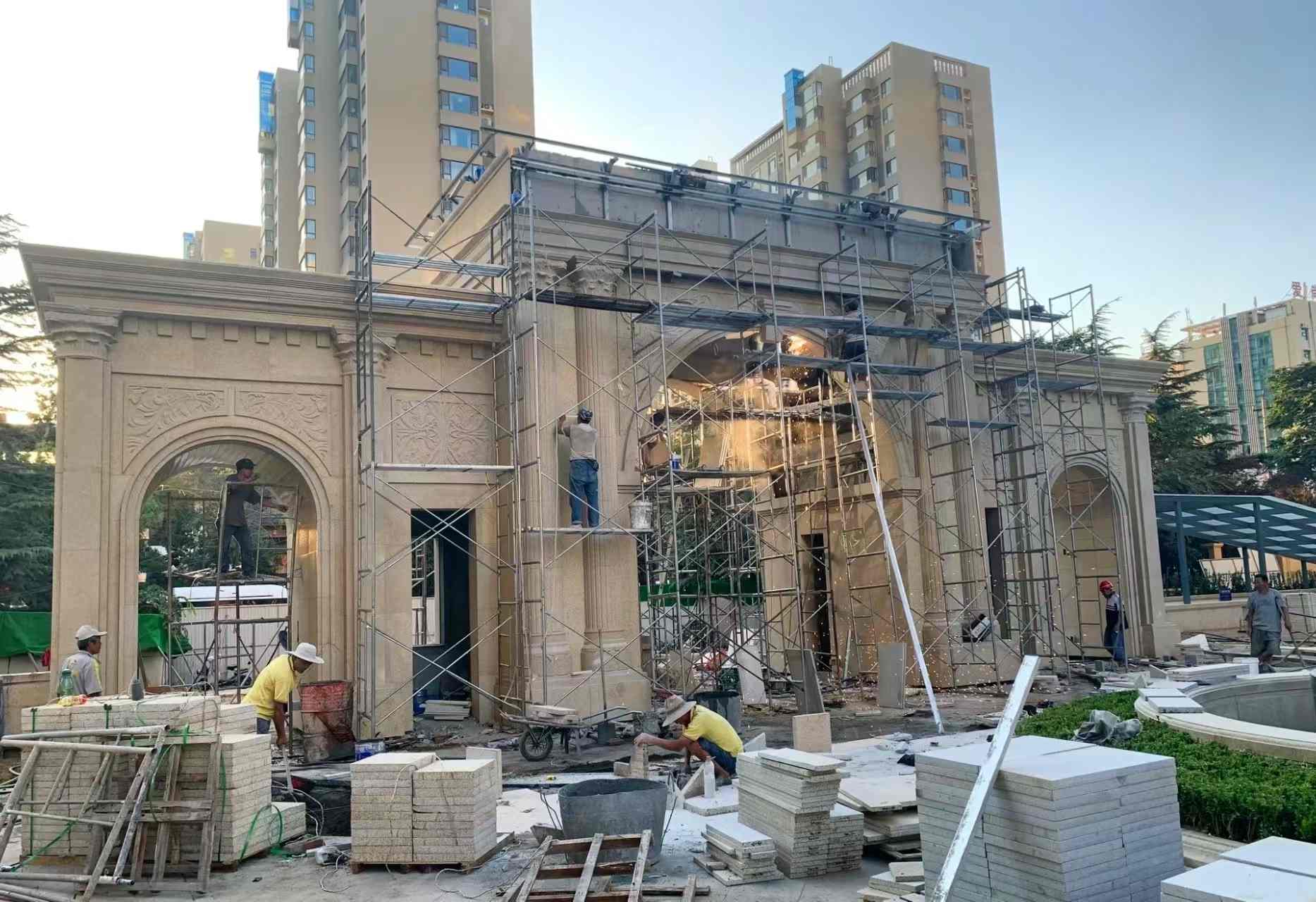 十堰 黄金麻荔枝面花岗岩小区门楼外墙干挂