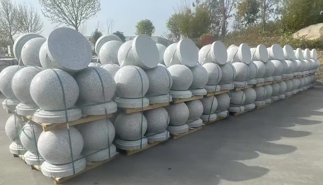 十堰 白麻花岗岩石材圆球，石球，挡车球，隔离球，景观石球，风水球等