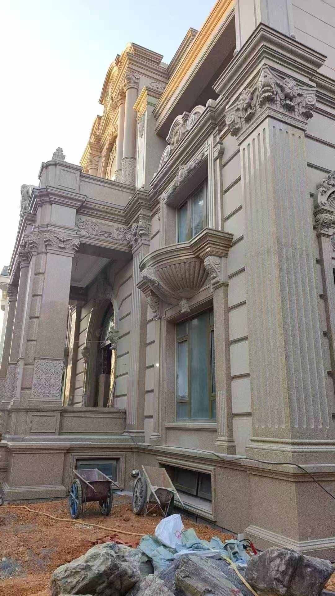 十堰 黄金麻花岗岩光面别墅外墙干挂施工完成