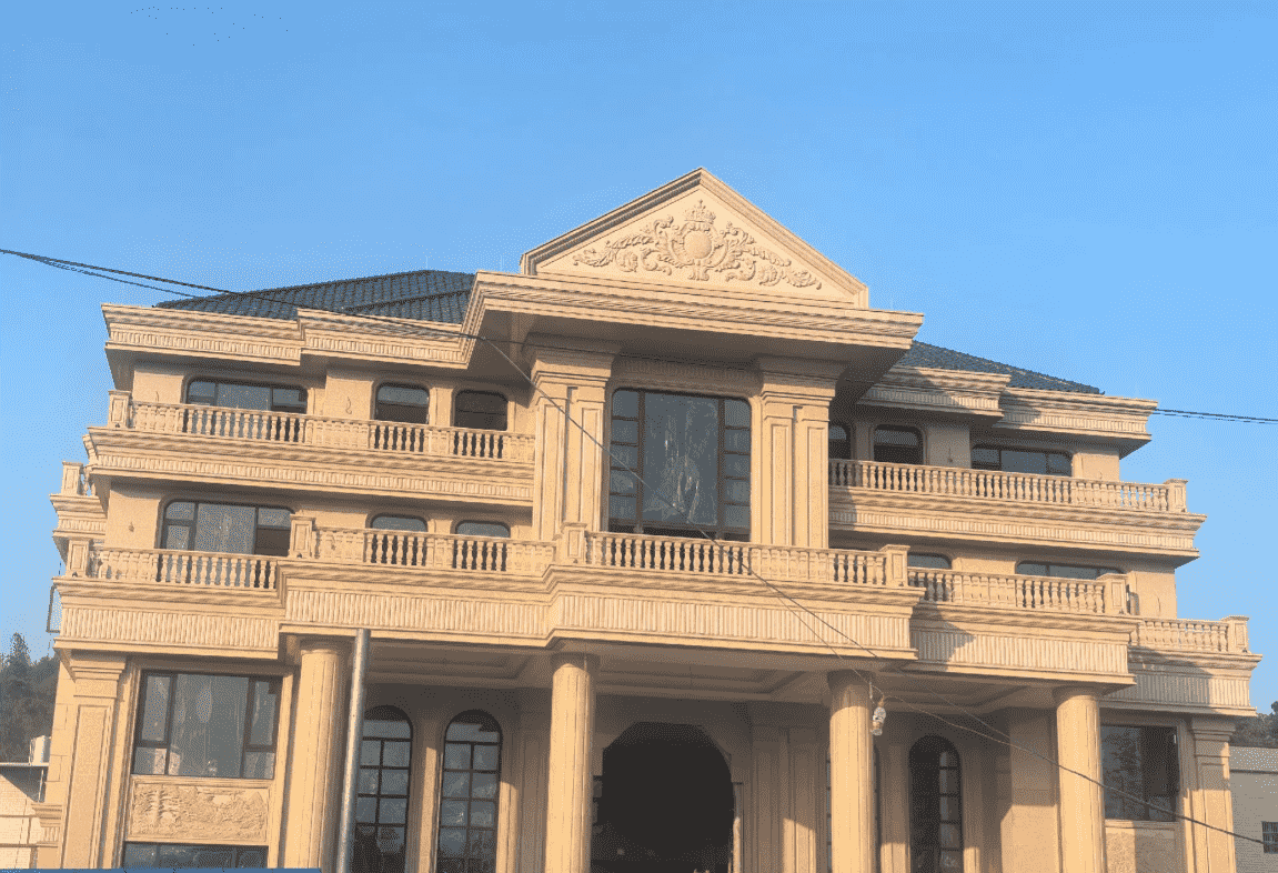 十堰黄金麻别墅外墙干挂石材效果示例